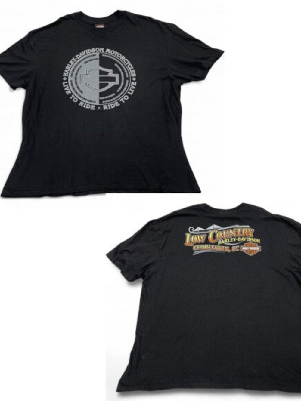 Harley Davidson Low Country Live To Ride Motorcycle Biker T-Shirt Men's 2XL XXL